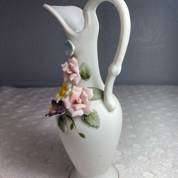 Vintage Kelvin’s Fine China Raised Attached Floral Design Handle Vase/Japan - Picture 3 of 14